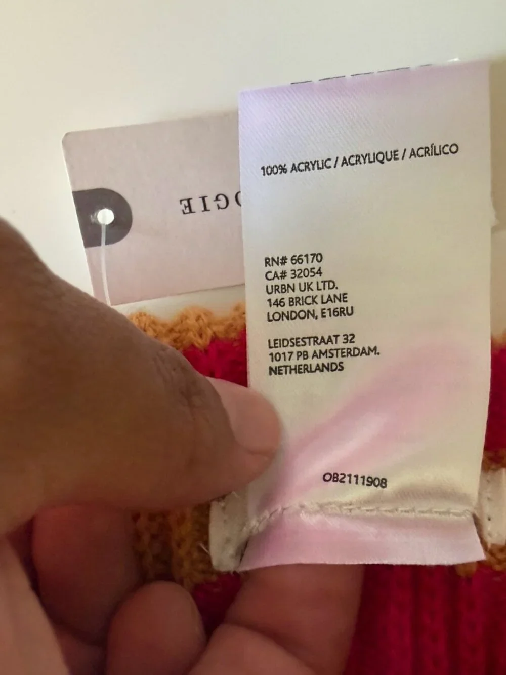 By Anthropologie Striped Knit Cuffed Beanie Pink Orange Gold PP Motif One Size